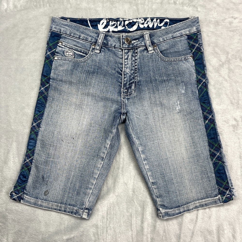 Vintage Pepe Jeans Bermuda Shorts Womens 27 Blue Denim Flat Front Stretch Y2K